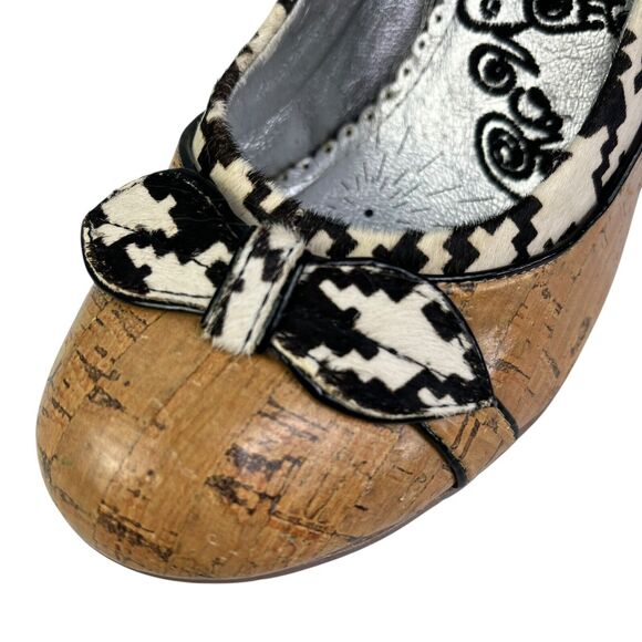 Naughty Monkey High Heel Shoes Womens Size 6.5 Cork Animal Fur - Picture 6 of 11